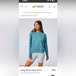 Vuori Long Sleeve Halo Crew. DreamKnit Fabric color Iron Heather size :S